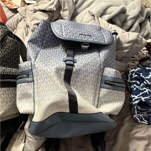 Michael Kors Monogram Backpack in Blue and Gray